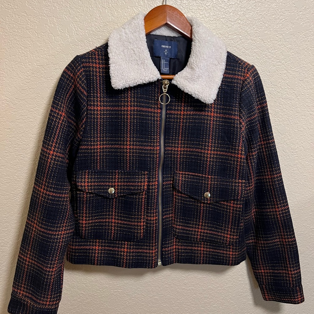 NWOT Forever 21 Plaid Zip Up Jacket